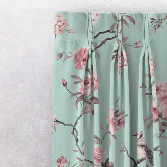 Blossoming Wings Floral Dusty Pink Heavy Satin Blackout Curtains Set Of 2 - (DS207B)