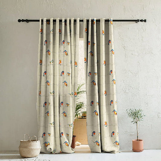 Elegant Floral Print Room Darkening Curtains Set of 2  DS261B