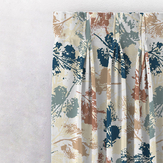 Chromatic Foliage Floral Tan Beige Heavy Satin Room Darkening Curtains Set Of 2 - (DS271D)