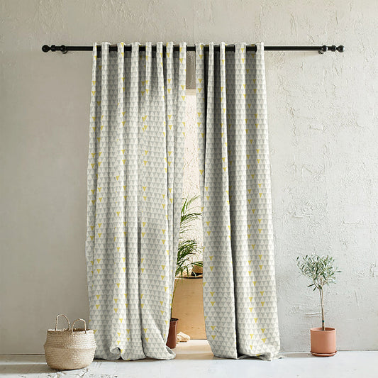Elegant Geometric  Print Room Darkening Curtain - Set of 2 - DS338D