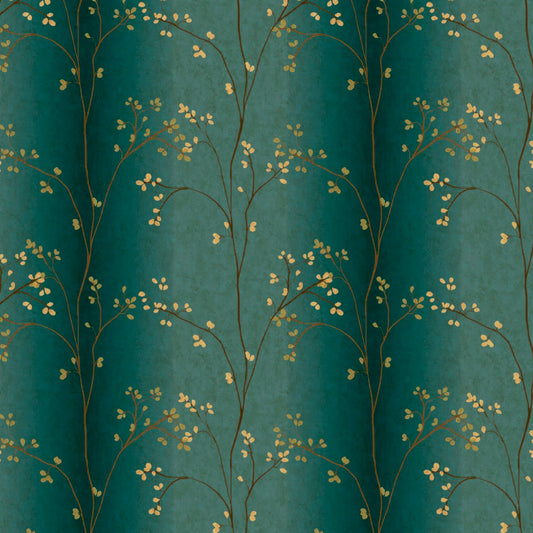 Elegant Floral Print Room Darkening Curtains Set of 2  DS357A