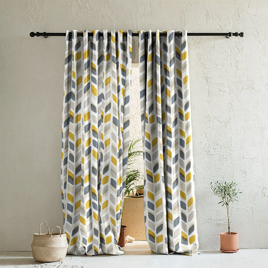 Elegant Geometric  Print Room Darkening Curtain - Set of 2 - DS395A