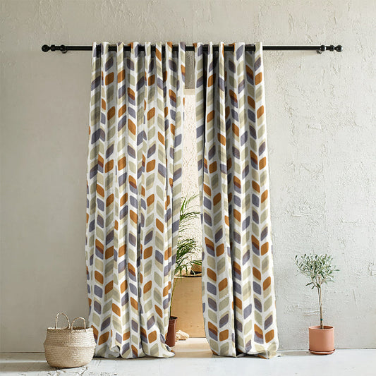 Elegant Geometric Print Room Darkening Curtain - Set of 2 - DS395D