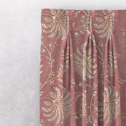 Vines of Heritage Indie Dusty Pink Heavy Satin Room Darkening Curtains Set Of 2 - (DS409B)