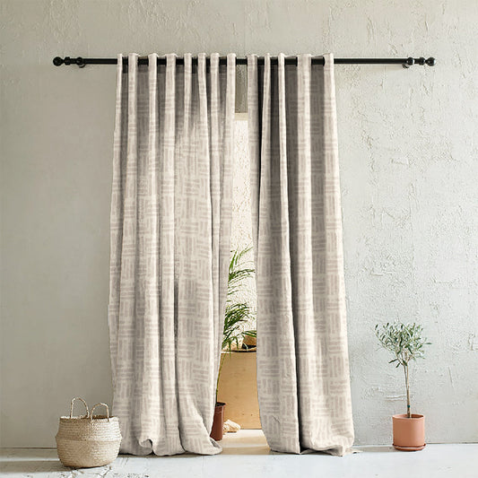 Elegant Geometric  Print Room Darkening Curtain - Set of 2 - DS413D