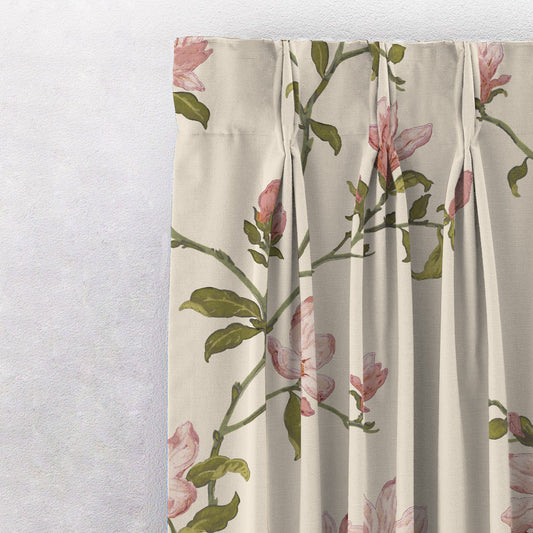 Blooming Vines Floral Soft Pink Heavy Satin Blackout Curtains Set Of 2 - (DS427B)