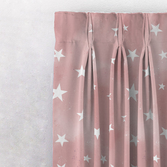 Starry Dreams Kids Peach Pink Heavy Satin Room Darkening Curtains Set Of 2 - (DS463C)