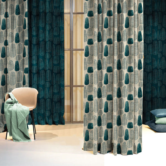 Tropical Twilight Floral & Ombre Print Combination Room Darkening Curtains Set Of 4 Door Curtain - (468A471A)