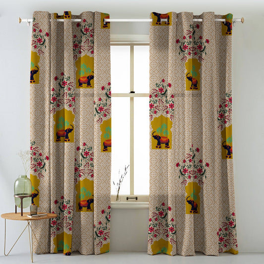 Elegent Indie Print Matt Finish Room Darkening Curtain Set of 2 MTDS489A