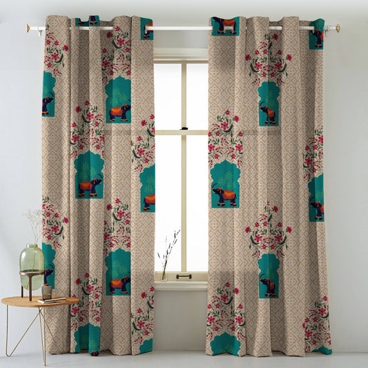 Elegent Indie Print Matt Finish Room Darkening Curtain Set of 2 MTDS489B
