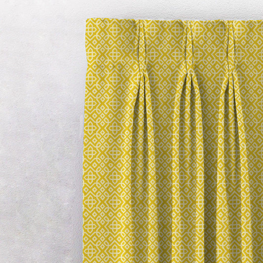 Colorful Knots Indie Yellow Heavy Satin Room Darkening Curtains Set Of 2 - (DS491A)