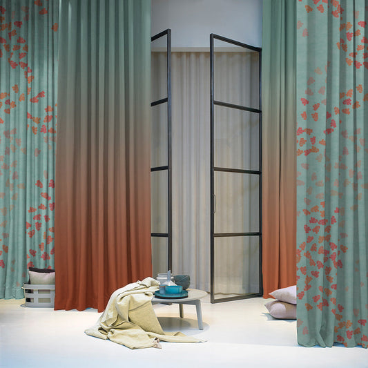 Hues of Nature Floral & Ombre Print Combination Room Darkening Curtains Set Of 4 Door Curtain - (500COMBRE21)