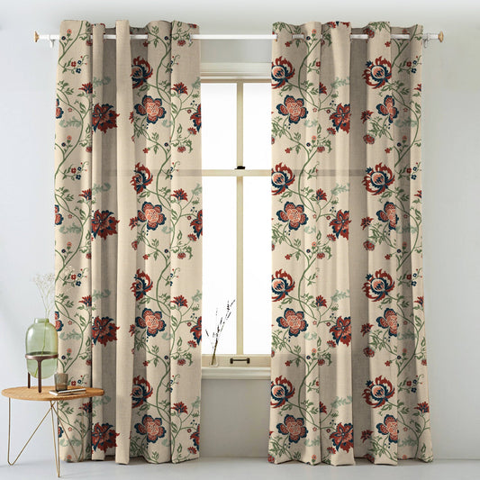 Elegent Indie Print Matt Finish Room Darkening Curtain Set of 2 MTDS516A