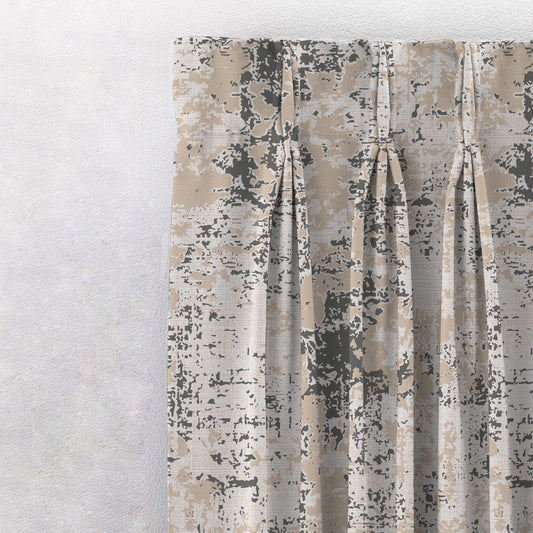 Diverse Parade Geometric Slate Grey Heavy Satin Blackout Curtains Set Of 2 - (DS523D)