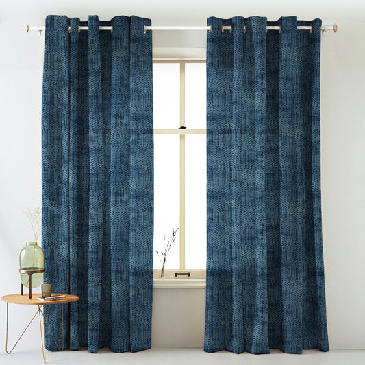 Elegent Geometric Print Matt Finish Room Darkening Curtain Set of 2 MTDS527A
