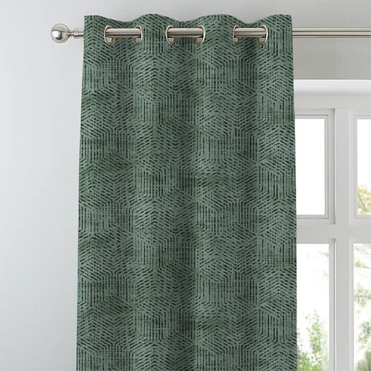 Elegent Geometric Print Matt Finish Room Darkening Curtain Set of 2 MTDS527C