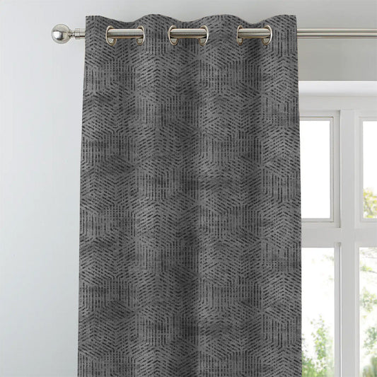 Elegent Geometric Print Matt Finish Room Darkening Curtain Set of 2 MTDS527D