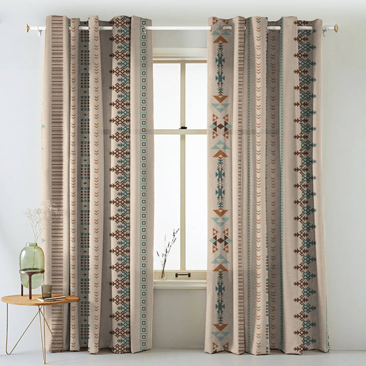 Digital Boho Printed Twill Textured Room Darkening Curtains Set Of 2 - DS529B