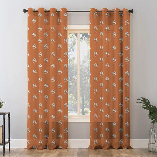 Digital Boho Printed Sheer Semi Transparent Curtain Set Of 2 - DS534ESHR