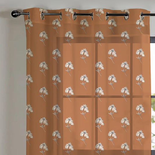 Digital Boho Printed Sheer Semi Transparent Curtain Set Of 2 - DS534ESHR
