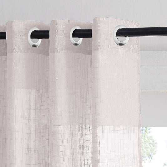 Romantic Floral Linen Sheer Curtain Set Of 2 DS550
