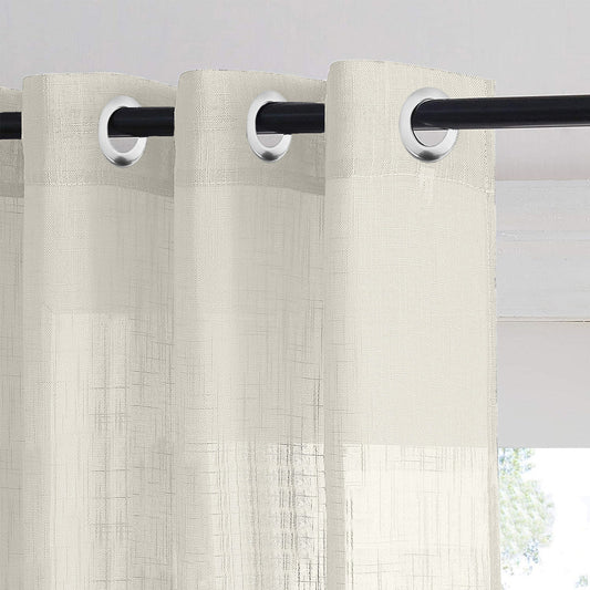 Marigold Bliss Floral Linen Sheer Curtain Set Of 2 DS551