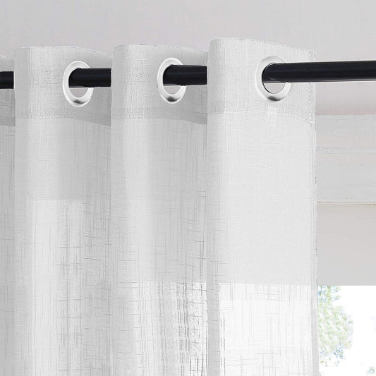 Meadow Melody Floral Linen Sheer Curtain Set Of 2 DS552