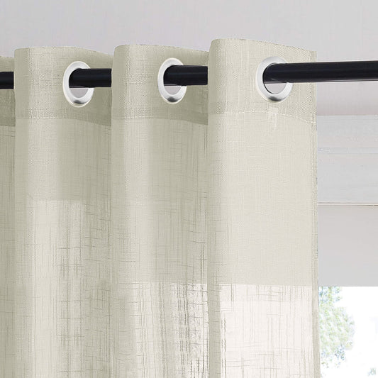 Sun-kissed Marigold Floral Linen Sheer Curtain Set Of 2 DS554