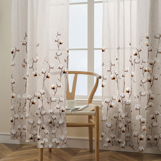 Cotton Blossom Floral Matte Finish Curtain Set Of 2 DS556