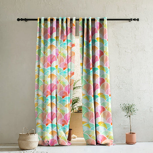 Elegant Geometric  Print Room Darkening Curtain - Set of 2 - DS81A