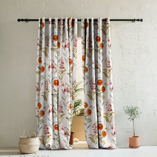 Elegant Floral Print Room Darkening Curtains Set of 2  DS90B