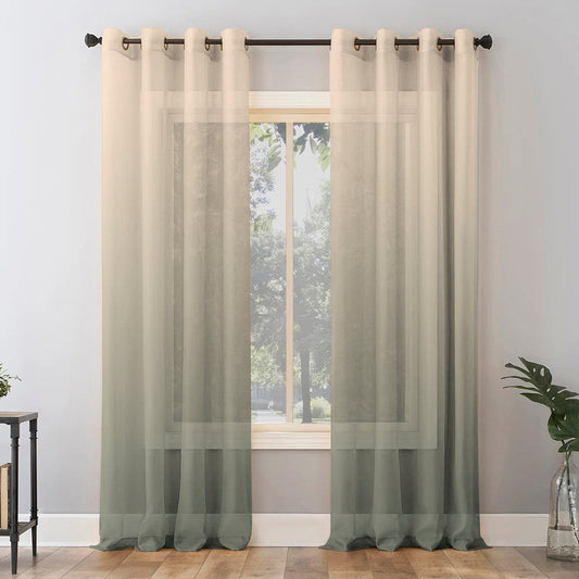 Digital Boho Printed Sheer Semi Transparent Curtain Set Of 2 - DSBH04SHR