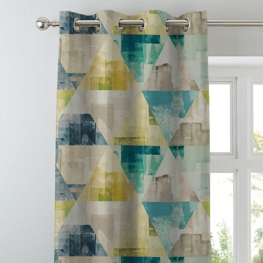 Elegant Geometric Print Matt Finish  Room Darkening Curtain Set of 2 -  MTDS145A