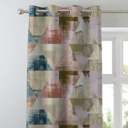 Elegant Geometric Print Matt Finish  Room Darkening Curtain Set of 2 -  MTDS145B