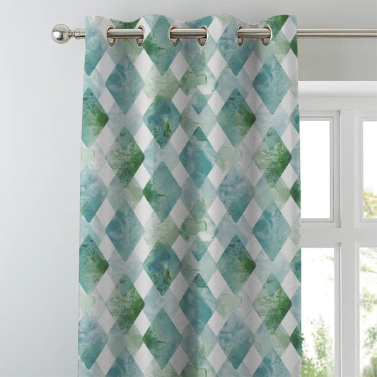 Elegant Geometric Print Matt Finish  Room Darkening Curtain Set of 2 -  MTDS58D