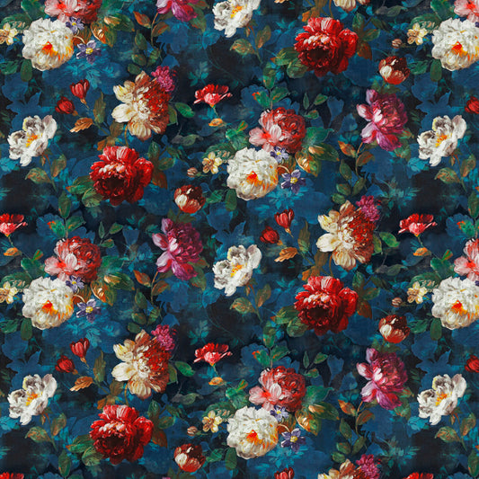 Elegant Floral Print Room Darkening Curtains- Set of 2 -DS 473A