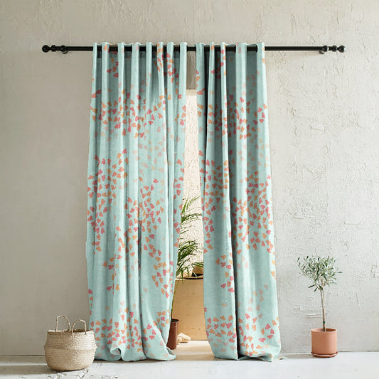 Elegant Floral Print Room Darkening Curtains- Set of 2 - DS500 C