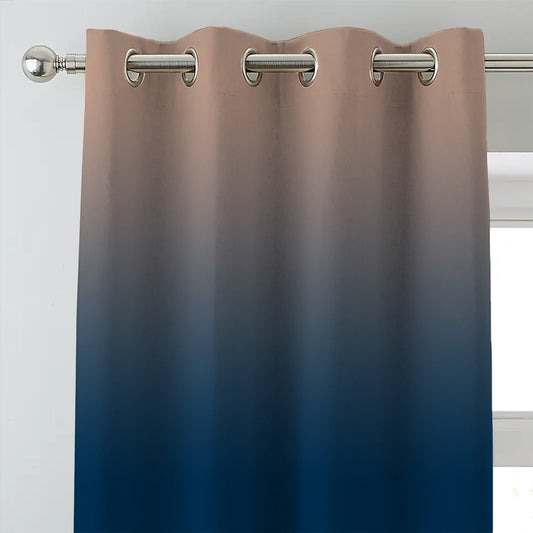 Ombre Blue Heavy Satin Blackout Curtains Set Of 2 - (MRCN2)