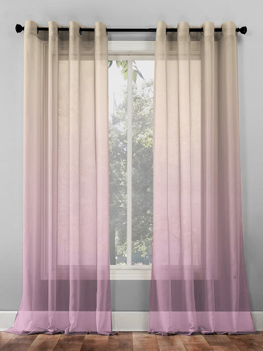 Elegant Ombre Print Sheer Semi Transparent Curtain - Set of 2 -OFC12