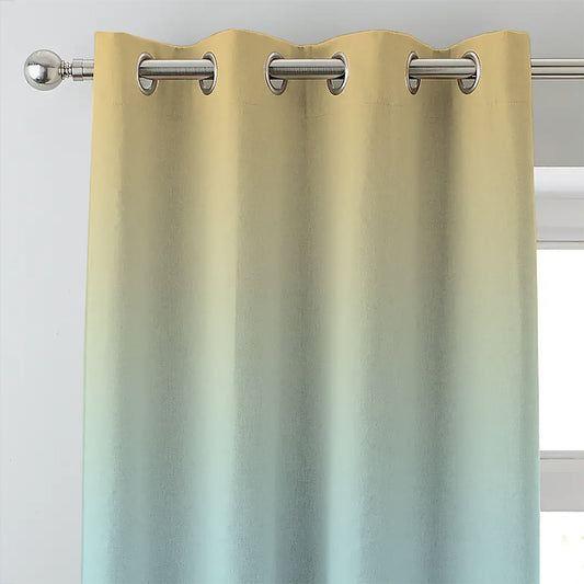 Ombre Blue Heavy Satin Blackout Curtains Set Of 2 - (OFC13)