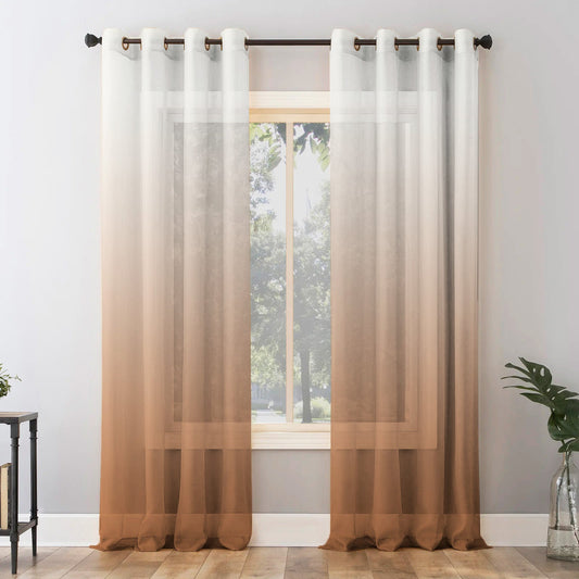 Elegant Ombre Print Sheer Semi Transparent Curtain Set of 2 OMBRE22