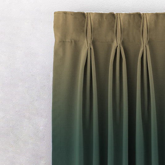 Ombre Moss Green Heavy Satin Blackout Curtains Set Of 2 - (OMBRE24)