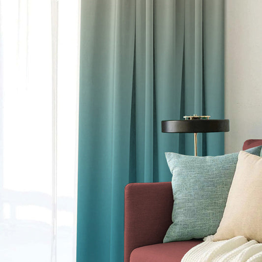 Ombre Misty Teal Heavy Satin Blackout Curtains Set Of 2 - (OMBRE26)