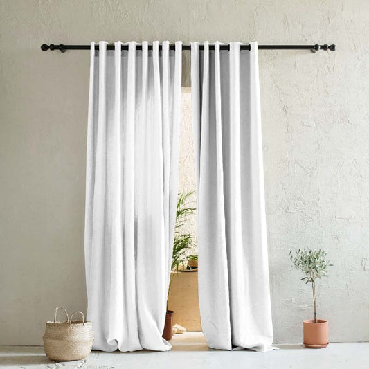 Plain White Heavy Satin Room Darkening Curtains Set Of 2 - (PLWHT)