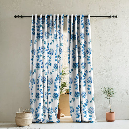 Elegant Floral Print Room Darkening Curtains Set of 2  DS19C