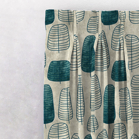 Free Spirit Floral Turquoise Heavy Satin Blackout Curtains Set Of 2 - (DS468A)