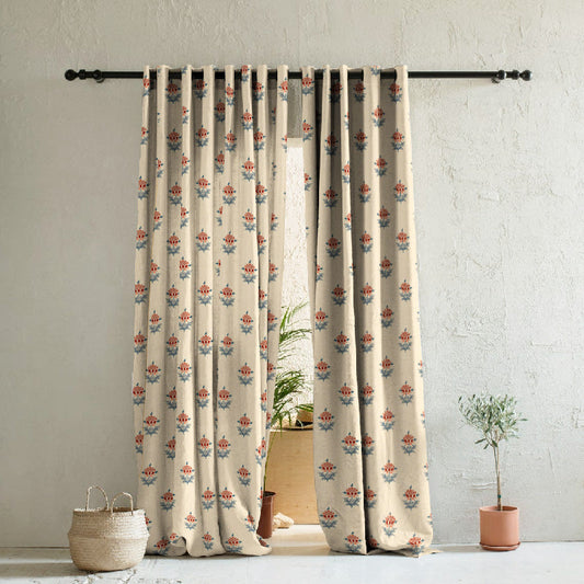 ButtaBliss Indie Carmine Red Heavy Satin Room Darkening Curtains Set Of 2 - (DS521A)