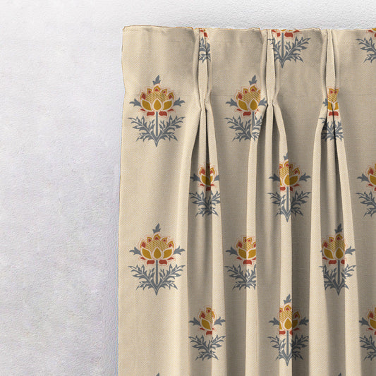 ButtaBliss Indie Saffron Yellow Heavy Satin Room Darkening Curtains Set Of 2 - (DS521C)