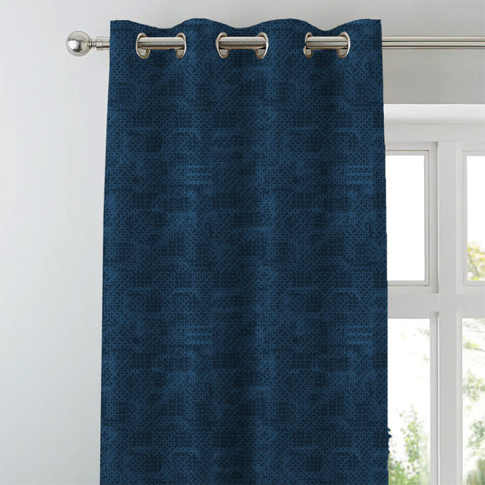 Elegent Geometric Print Matt Finish Room Darkening Curtain Set of 2 MTDS522A