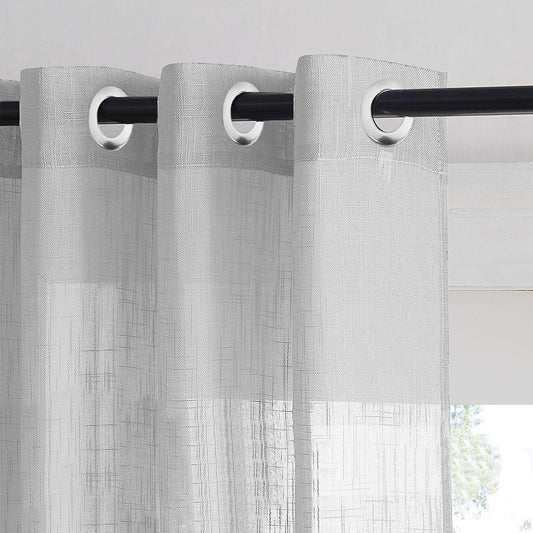 Garden Grace Floral Linen Sheer Curtain Set Of 1pc DS549